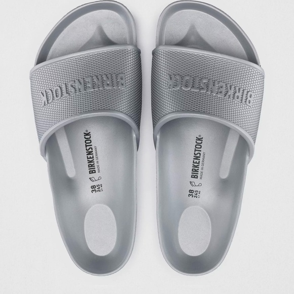 Birkenstock Barbados Unisex Silver Slides. Size EU 41, 265 Men’s 8 Women’s 10. - Picture 2 of 12